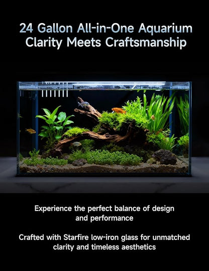 24 Gallon All in One Aquarium, Starfire/Low Iron Glass, Return Pump Included, Ready to get Wet!