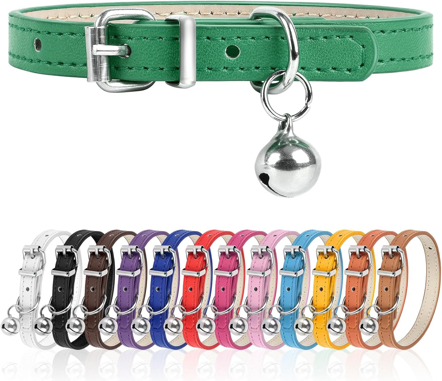 XS Dog Collar for Teacup Adjustable Teacup Dog Collar for Small Medium Large Dogs 3/8 inch Width (Green, XS)