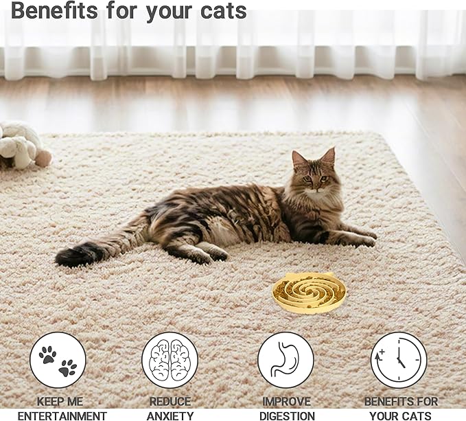 Slow Feeder Cat Bowl, Easy to Clean Silicone Bowl, Ideal for Dry and Wet Food (Yellow and Blue)