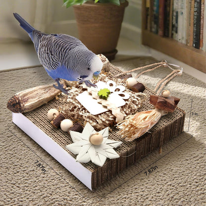 Kyouki Bird Toys, Parakeet Toys, Parrot Toy, Conure Hanging Chewable Cardboard Foraging Toys Suitable for Budgies, Cockatiels, Lovebirds, Sun Conures - and Other Small/Medium Parrots (Large)