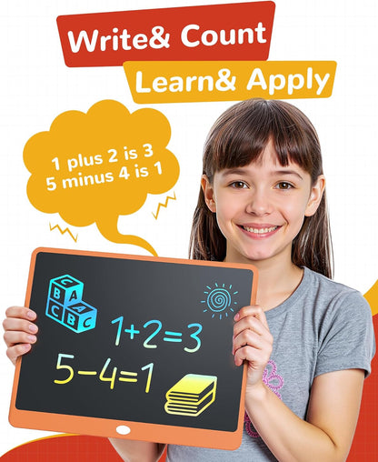 KOKODI LCD Writing Tablet, 16 Inch Colorful Toddler Doodle Board Drawing Tablet, Erasable Reusable Electronic Drawing Pads, Educational and Learning Toy for 3-6 Years Old Boy and Girls(Orange)