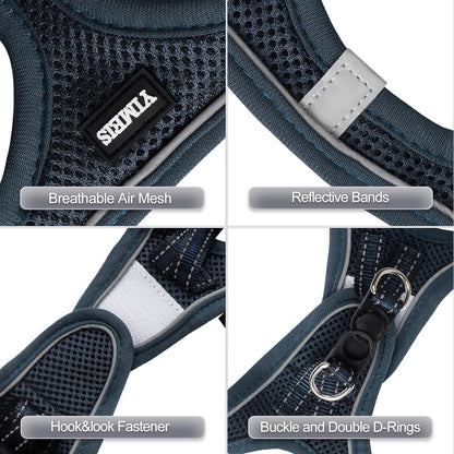 YIMEIS Dog Harness and Leash Set, No Pull Soft Mesh Pet Harness, Reflective Adjustable Puppy Vest for Small Medium Large Dogs, Cats (Navy, Small (Pack of 1)
