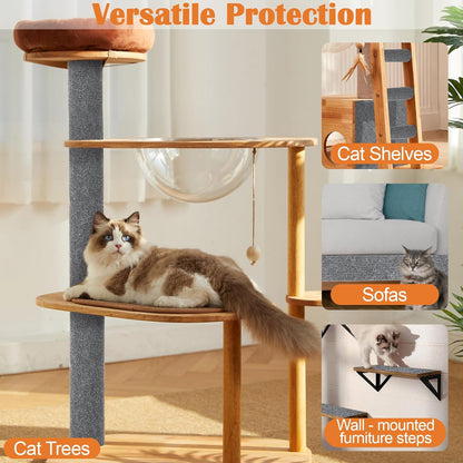 Cat Scratch Furniture Protector - 138" x 15.8" Trimmable Self-Adhesive Cats Claws Scratch Pads, DIY Cat Climbing Couch Protector for Scratch Post Cat Tree Replacement Indoor (Light Gray)
