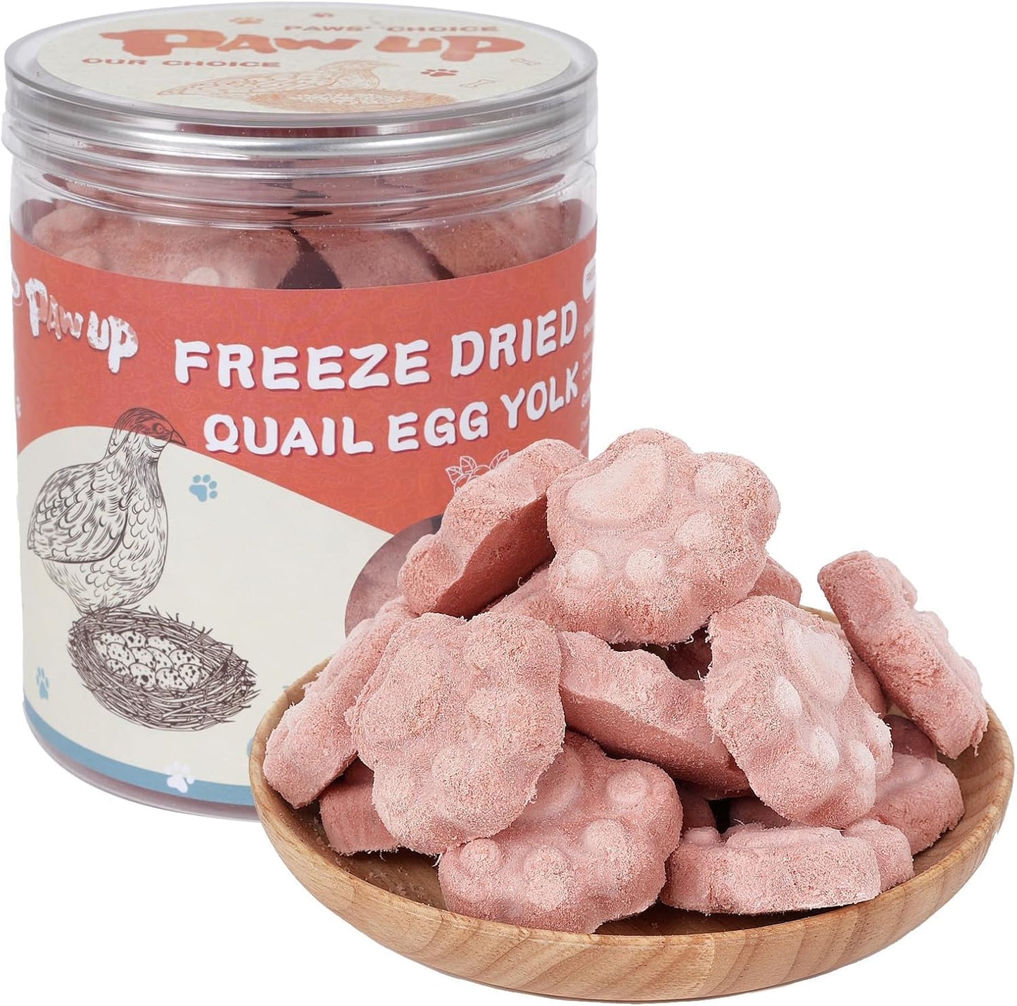 PAWUP Freeze Dried Cat & Dog Treats, Natural Quail Egg Yolk, Rich in Antioxidants Cranberry Added, High-Protein Pet Snacks for Coat & Urinary Health, 3.5 oz