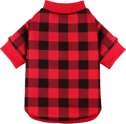 Dog Fleece Sweater for Small Dogs Buffalo Plaid Dog Clothes Soft Thickening Warm Sweater Puppy Clothes for Small Dogs Girl & Boy(L)