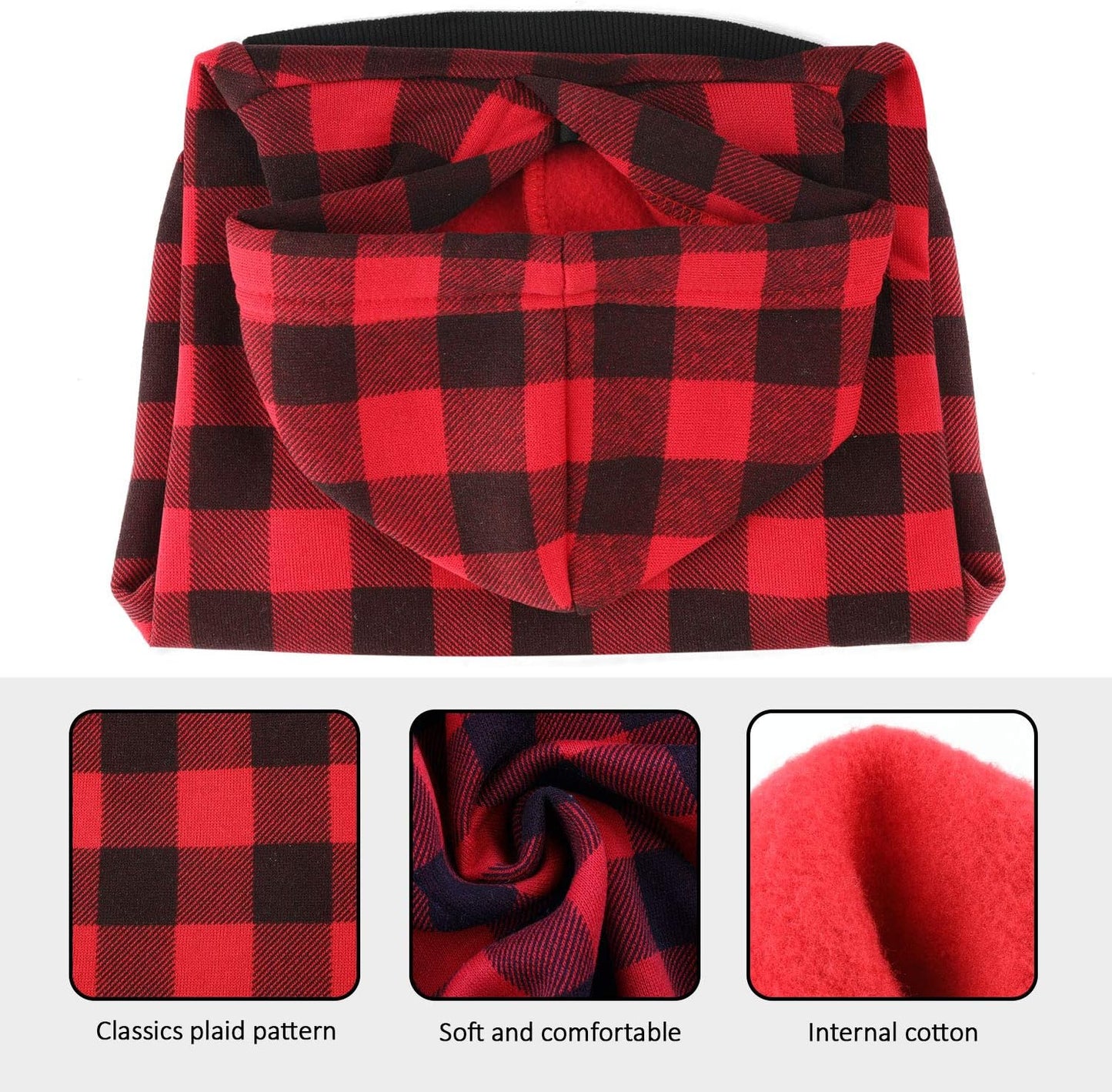 Plaid Dog Hoodie Sweatshirt Sweater for Medium Dogs Cat Puppy Clothes Coat Warm and Soft (M)