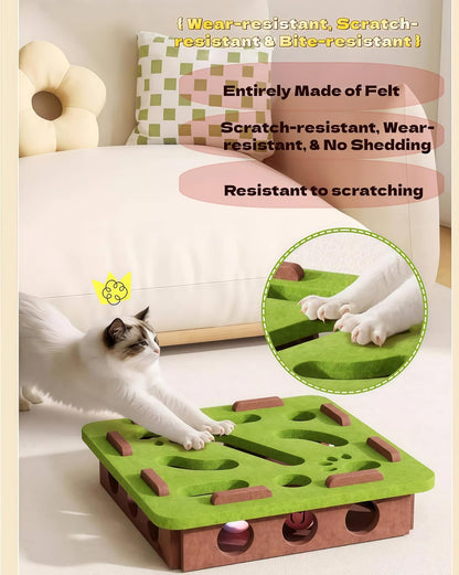 Cat Scratch & Nail File Interactive Puzzle Enrichment Box - Mental Stimulation for Indoor Cats