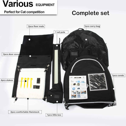 Mispace Portable 2 Pet Carriers for Cats Collapsible Cat Condo for Car Travel Pet Kennel Show Cages with Portable Carry Bag Hammocks Mats and Litter Box