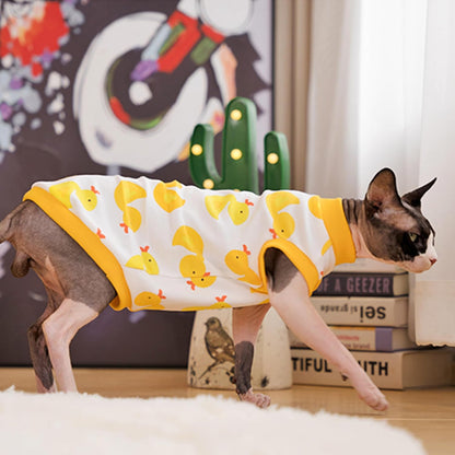 PUMYPOREITY Sphynx Cat Clothes - Stretchy Sweater, Soft Shirt, Pullover Pajamas, Turtleneck for Sphynx, Cornish Rex, Devon Rex - Yellow, XS