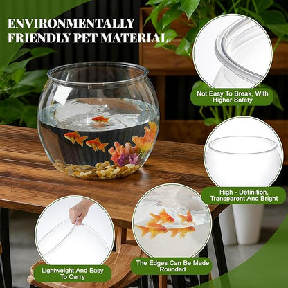 Geelin 3 Gallon Plastic Fish Tank Large Bowl Shatterproof with Crystal Clear Clarity for Terrarium, Flower Vase Centerpiece Gift for Fish Lovers(Round)