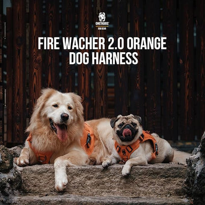 OneTigris Tactical Dog Harness Vest,No-Pull Service Dog Vest with Hook & Loop Panels,Adjustable Dog Vest Harness for Walking Hiking Training(Orange,M)