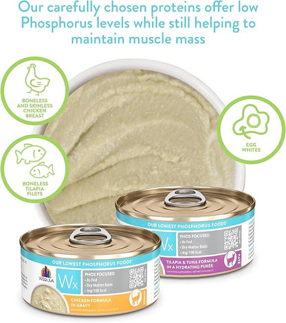 Weruva Wx Phos Focused Gravy and Pate Formulas 5.5oz Can Variety Pack, Pack of 12