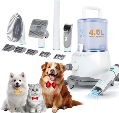 Dog Grooming Vacuum for Shedding, 5-in-1 Pet Grooming Kit with Dog Clippers for Grooming, 14,000Pa Powerful Suction, 4.5L Dust Cup, Quiet Pet Hair Vacuum Cleaner for Cats & Dogs Grooming