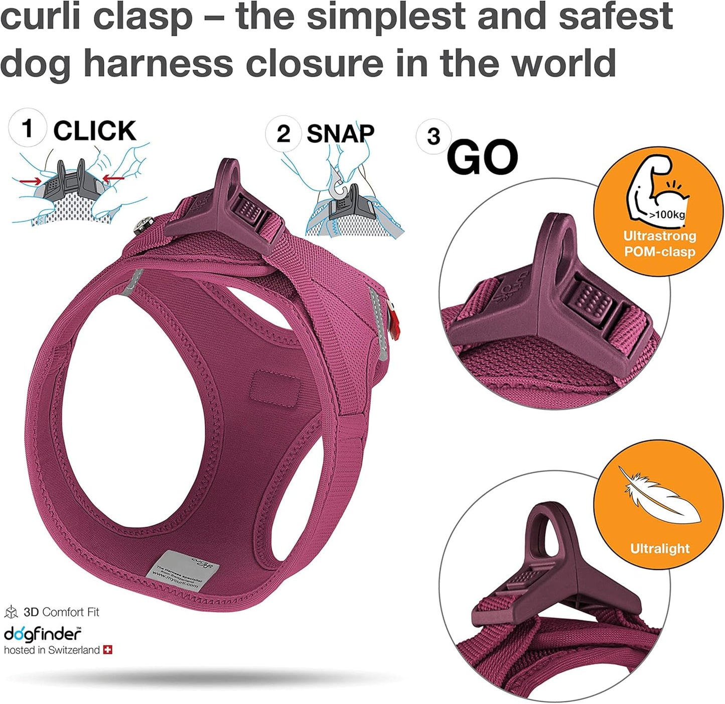 Vest Harness curli Clasp Air-Mesh Ruby 2XS