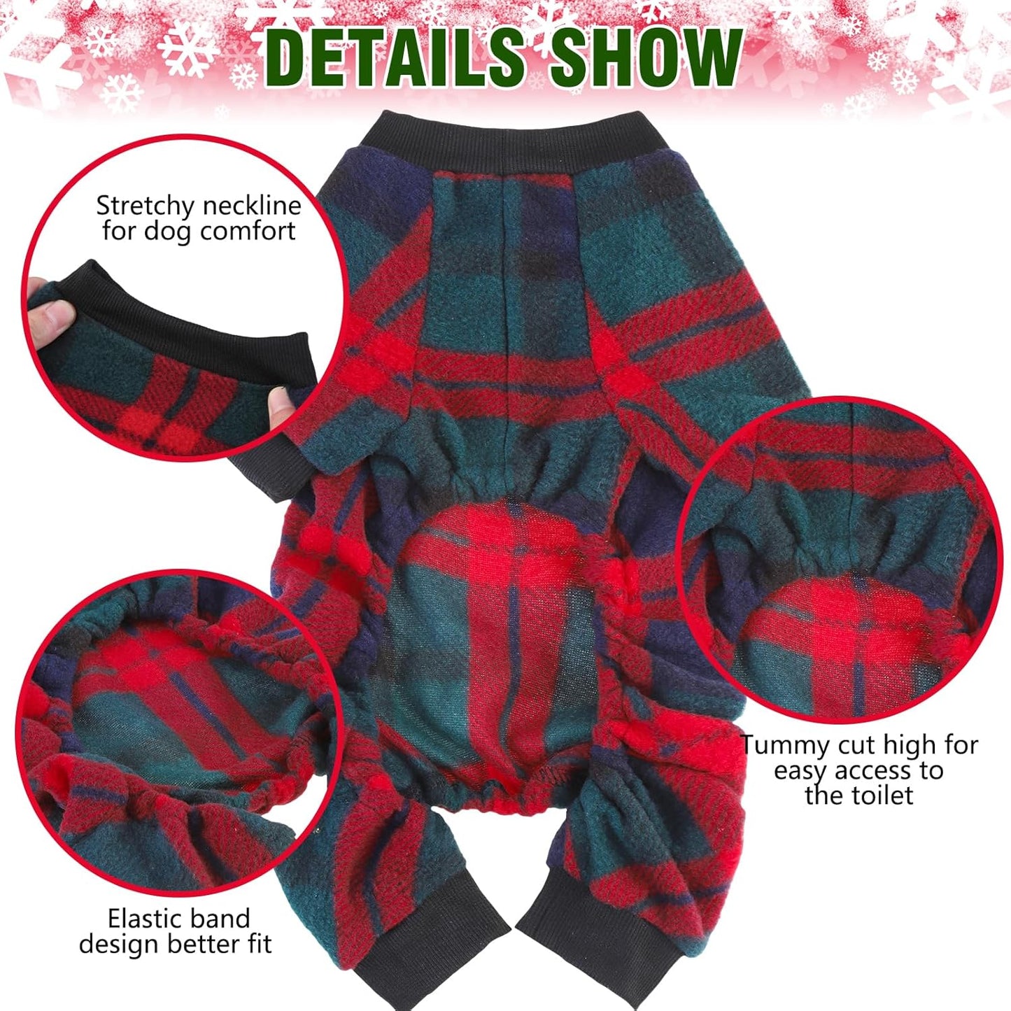 SCENEREAL Dog Pajamas for Small to Large Dogs Soft Pet Sweater Clothes Warm Puppy Onesie Outfits for Doggie Winter Christmas - Dog Jammies Pjs