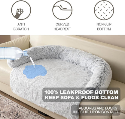 Tinaco Calming Dogs/Cats Bed Mats, Dog Pad Washable Removable Couch Cover, Plush Long Fur Mat for Pets, Waterproof Lining, Perfect for Small, Medium and Large Dogs and Cats (Gradient Gray, M)