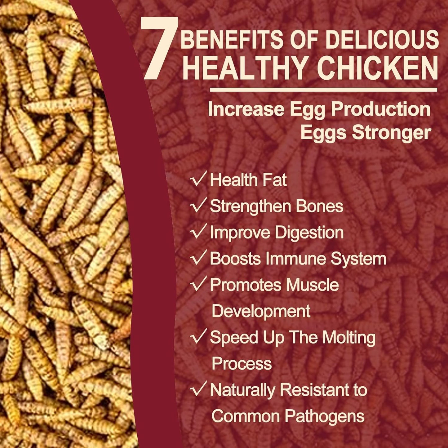 5LB Dried Black Soldier Fly Larvae for Chickens Bulk, Non GMO 86X High Calcium Grubs Than Meal Worms for Laying Hens,100% Natural BSF Larvae for Chicken Worms Wild Bird Treats, Protein Chickens Feed