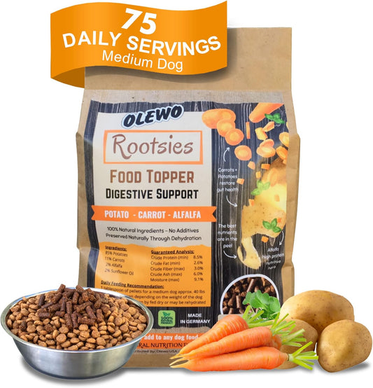 Olewo Rootsies Food Topper – Sensitive Stomach Dog Food, Fiber for Dog Stool Hardener, Dog Food Toppers for Picky Eaters, Probiotics for Dogs Digestive and Dog Gut Health, 2.2 lbs
