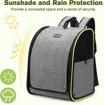 Pecute Bird Carrier Backpack, Parrots Bird Backpack with Visible Window, Adjustable Height Standing Perch, Feeding Cans, Waterproof Pads, Lightweight Foldable Birds Travel Cage for Hiking Camping