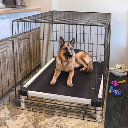 FXW TitanNest Chew-Proof Elevated Dog Bed, Raised Cot for Indoor/Outdoor/Camping Use, Durable & Waterproof Cooling Pet Bed for Large Dogs, 47.0" L x 29.0" W x 7.3" H, Black