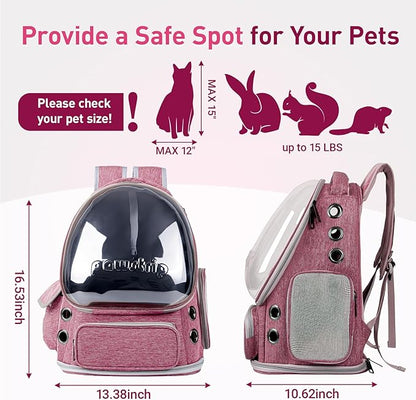 Cat Backpack Carrier with Bubble Window, Breathable & Foldable Pet Travel Carrier for Small Dogs and Cats, Airline-Approved for Hiking & Outdoor Use