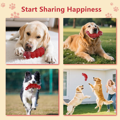 Caterpillar Dog Chew Toys for Aggressive Chewers, Tough Indestructible Squeaky Dog Toy with Beef Flavor Nylon Rubber for Large Medium Dogs to Keep Them Busy and Reduce Boredom (Red)