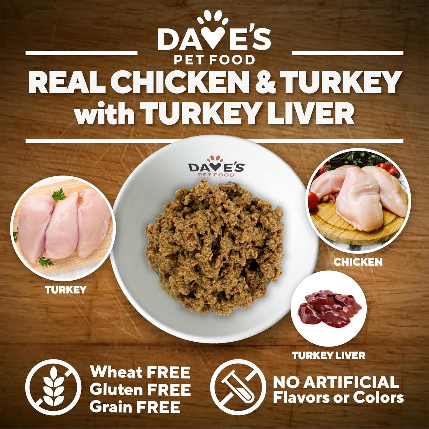 Dave's Pet Food Limited Ingredient Dog Food (95% Turkey & Chicken), Made in USA Grain Free Wet Canned Meals, Large & Small Breeds, 12.5 oz Cans (12 Pack)