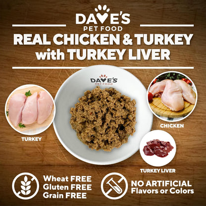 Dave's Pet Food Limited Ingredient Dog Food (95% Turkey & Chicken), Made in USA Grain Free Wet Canned Meals, Large & Small Breeds, 12.5 oz Cans (12 Pack)