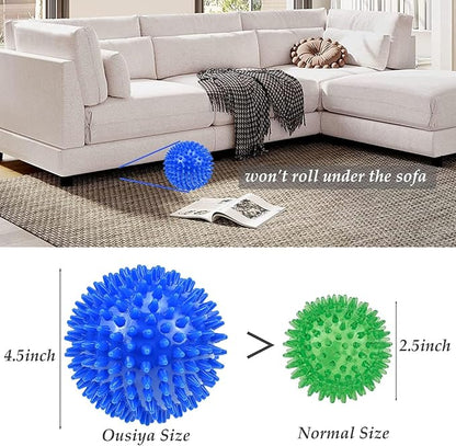Dog Balls 4.5” Squeaky Dog Toys Spikey Ball for Aggressive Chewers Heavy Duty Teething Large Medium Durable Dogs Balls (4 Pack)