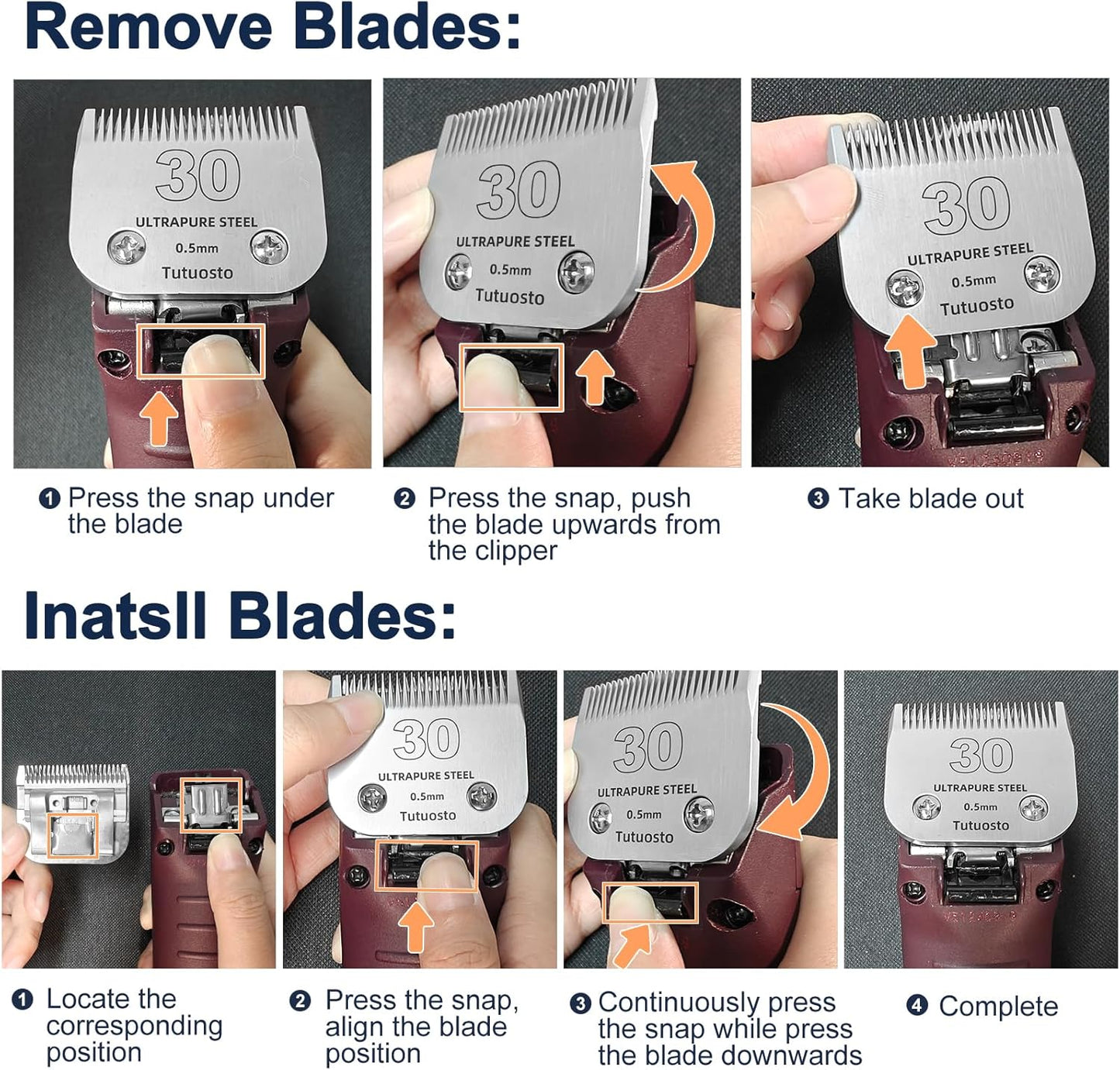 3Pack 30# Clipper Blades Pet Grooming Clipper Replacement Blades Detachable Blade Compatible with andis/wahl/Oster Dog Clippers