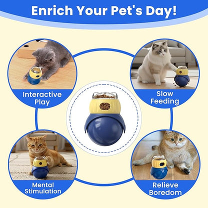 Cat Interactive Puzzle Toy, Adjustable Treat Dispenser for Indoor Cats, Safe Material Kitty Enrichment Toy for IQ Training, Mental Stimulation, Relieve Boredom, Gifts