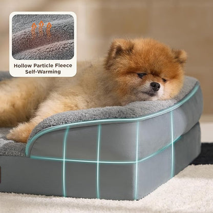 Bedsure Self Warming Orthopedic Dogs Bed for Small Dogs - Washable Small Dog Bed Waterproof, Comfort Pet Couch with Removable Cover, Supportive Foam Pets Sofa with Nonskid Bottom, Grey