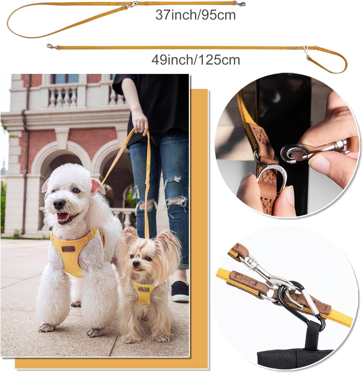 Puppytie No Pull Small Dog Harness with Multifunction Dog Leash,Lightweight Soft Adjustable No Choke Escape Proof Pet Harness Vest Pet Harness Vest,S,Yellow