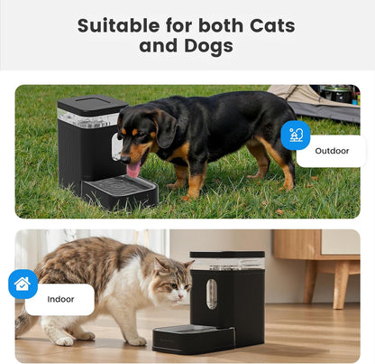 Gardner Pet Automatic Dog Water Dispenser Gravity Waterer with Stainless Steel Bowl Water Dispenser 6.5L Large Capacity Water Feeder with Filters for Dogs Cats Pets, BPA-Free Noise-Free (Black, 6.5L)