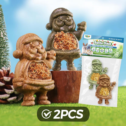 TEEWY Santa Claus Guinea Pig Toys, Natural Vegetables, Fruits and Timothy, Hamster Chew Toys for Teeth, Guinea Pig Toys Enrichment, Small Animal Chew Toys for Chinchilla, Rat, Gerbil, 2PCS