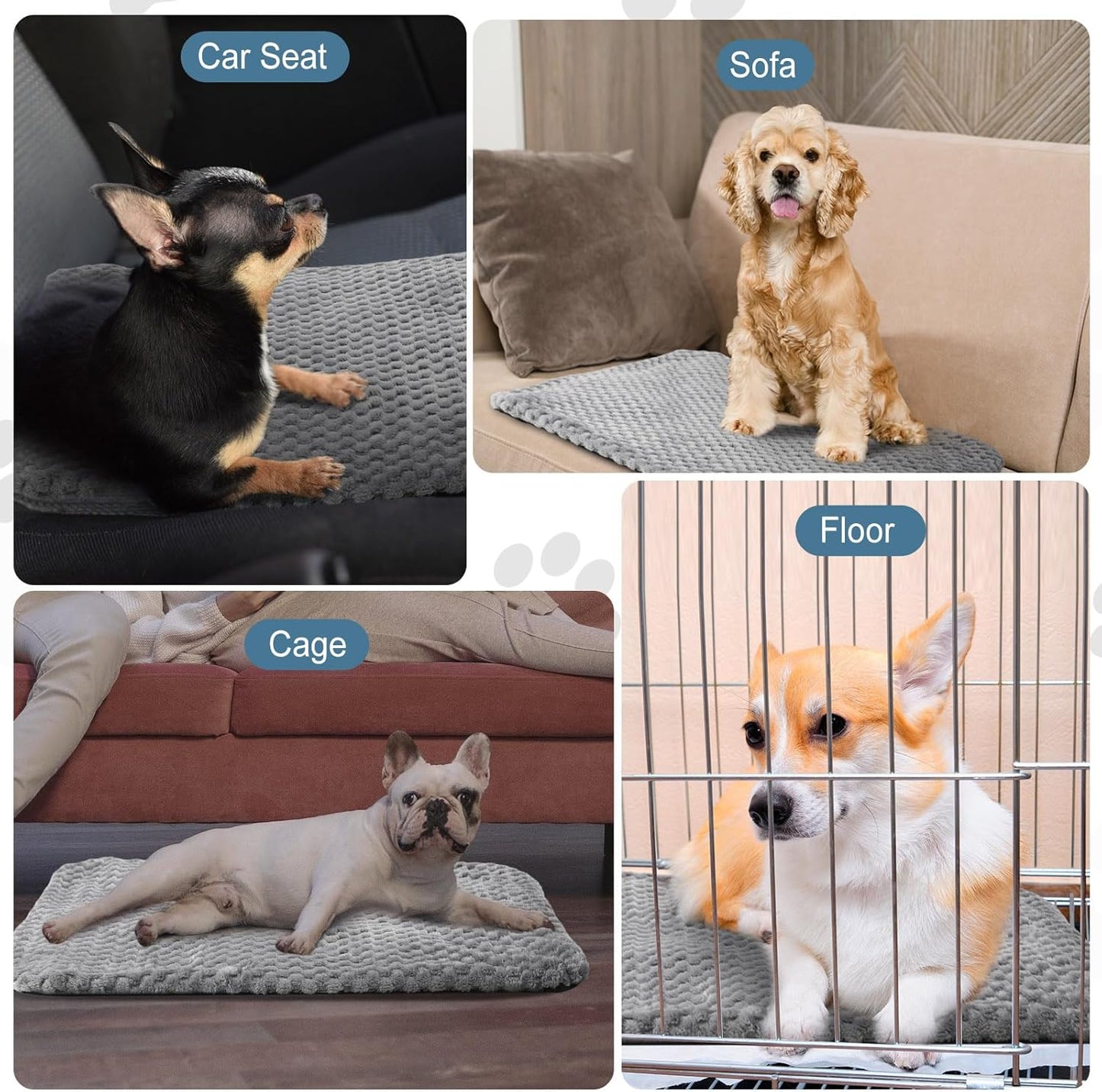 4 Pcs Self Heating Cat Pad Self Warming Cat Bed Dog Heating Pad Washable Thermal Pet Mat for Indoor Outdoor Pet 16 x 20 Inch Removable Non Slip(Gray)