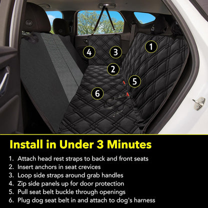 Meadowlark Dog Car Seat Cover with Mesh Window, Heavy Duty Pet Seat Cover for Back Seat, Extra Padded Non-Slip Dog Hammock, Water-Resistant Back Seat Protector for Cars Trucks and SUVs (64" W x 60" L)