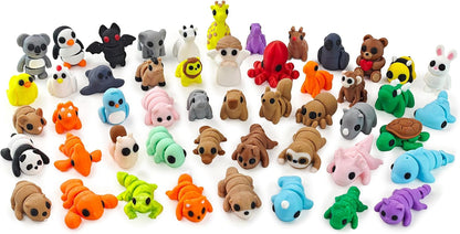 50 pcs Animal Figurines, 3D Printed Animal Figurines Set, Articulated, Party Favors, Pocket Fidget Toys Bulk, Goodie Bag Stuffers, Gifts for Boys Girls Toddlers, Office Desk Pets, Classroom rewards