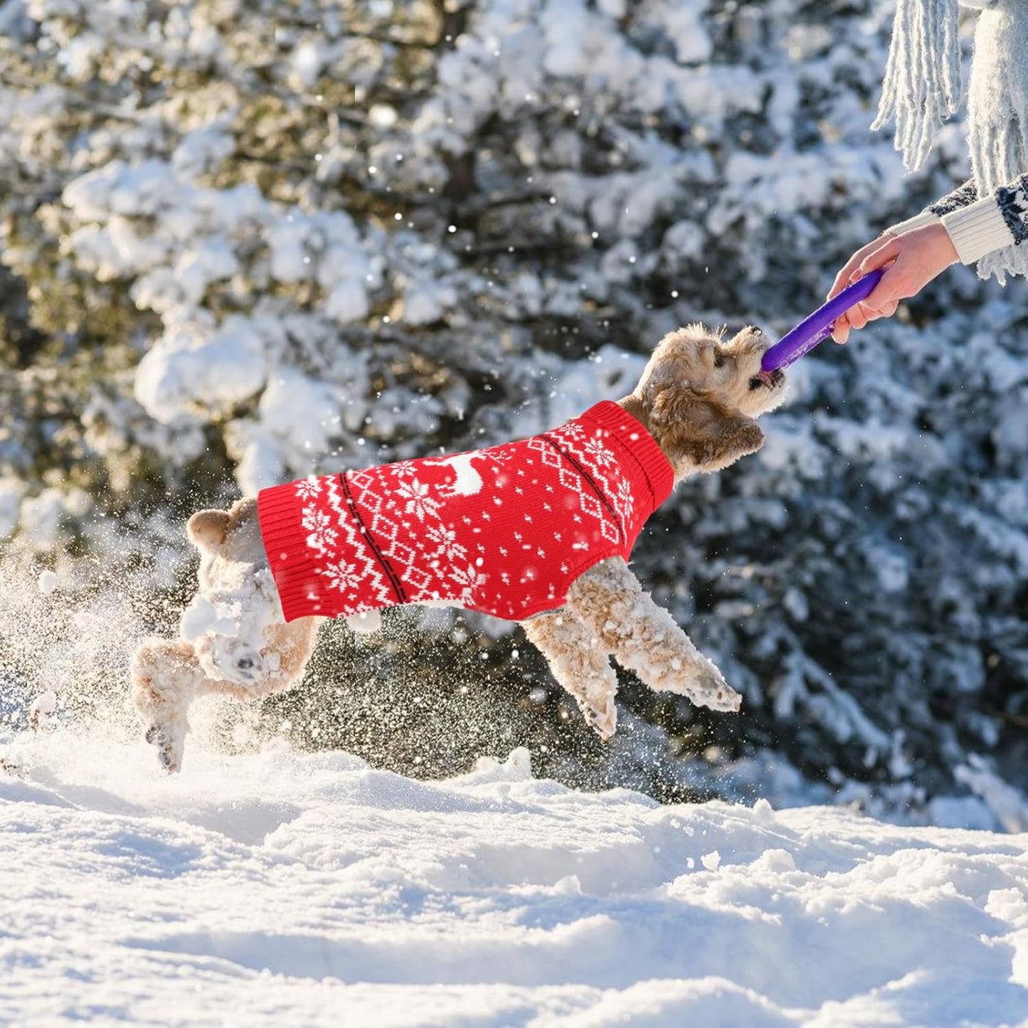 Rypet Dog Christmas Sweater for Large Dogs Warm Soft Christmas Dog Outfits Pet Holiday Sweater Firm Durable Pet Turtleneck Knitwear Dogs Sweaters Pets Winter Coat for Females and Males （XL）