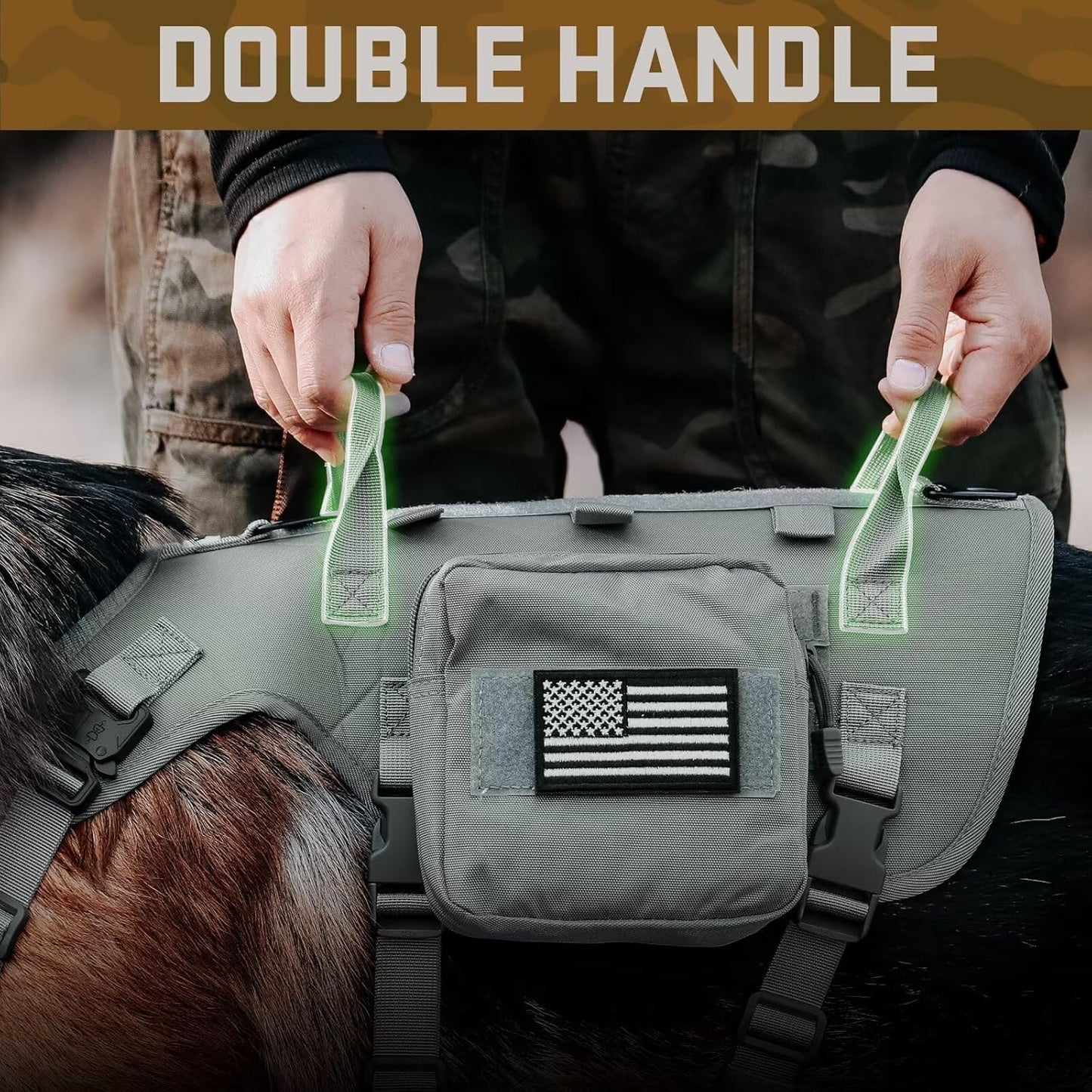 Forestpaw Dog Harness Medium Sized,Tactical Dog Harness with Handle,No Pull Military Style Service Dog Vest with Pockets Adjustable for Medium Dogs,Gray,Chest 19.5-41.5"