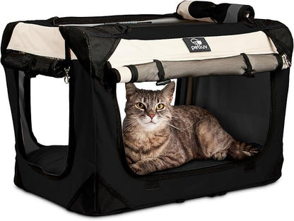 Soft-Sided Cat & Dog Pet Carrier, Medium 20"x13"x13" Fits Most Cats or Small Dog, Comfortable for Travel & Vet Visits, Privacy Windows, Removable Plush Bed, Top/Side Entry, Locking Zippers, Folds Flat