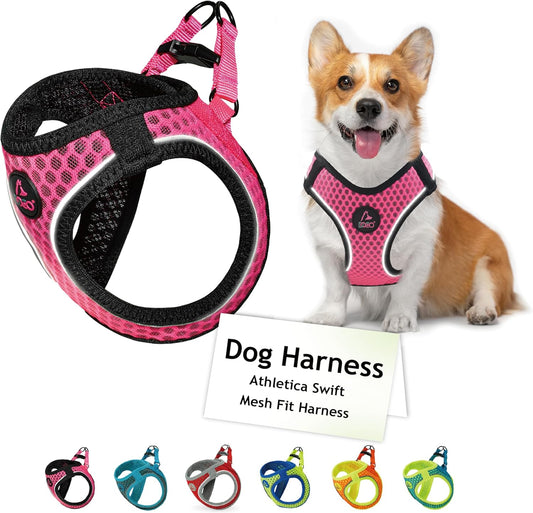 DOCO Dog Harness for Large Sized Dog - Athletica Adjustable, No Pull, No Choke, Puppy Vest Lightweight Air Mesh, Reflective, Puppy Essentials - Pink, Medium (Chest 16"-17", Weight 10-15 lbs)