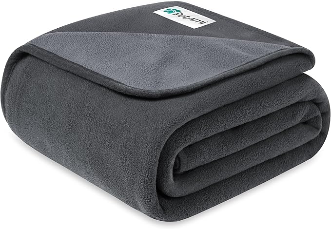 PetAmi Waterproof Dog Blanket for Extra Large Pets Dogs Cats, Large Pet Couch Cover Protector for Furniture, Reversible Washable Soft Fleece Cat Blanket for Bed Couch Sofa, 60x80 (Gray/Light Gray)