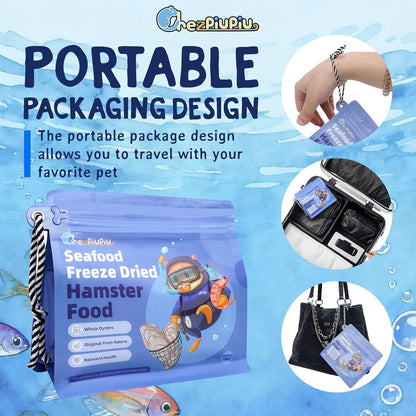 Premium Hamster Food 10.23oz – Natural High-Protein Complete Diet with Freeze-Dried Cod, Antarctic Krill & Black Soldier Fly Larvae – Supports Digestion, Dental Care & Immune Health – Travel Bag