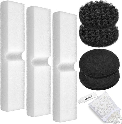 9 Pcs Replacement Filter Media Kit Compatible with Fluval Fx4/fx5/fx6 Aquarium Filters Including Biological-Foam Pads, Biological-Foam Block, Media, Carbon Foam Pad, Silicone Lube