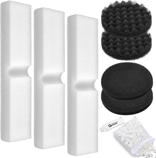 9 Pcs Replacement Filter Media Kit Compatible with Fluval Fx4/fx5/fx6 Aquarium Filters Including Biological-Foam Pads, Biological-Foam Block, Media, Carbon Foam Pad, Silicone Lube