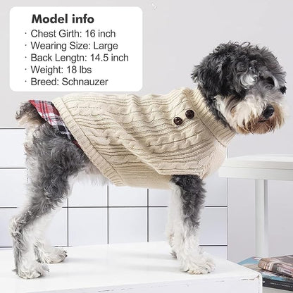 KYEESE Dog Sweater Warm Turtleneck Small Dogs Sweater Stretchy Knitwear Cat Clothes with Gingham Patchwork Comfy Pet Coat for Fall Winter Cold Weather Soft Pullover Dog Sweaters for Small Dogs Girl