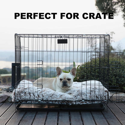 Bedfolks Plush Waterproof Dog Crate Bed, Faux Fur Kennel Pad, 35"x23", Brown