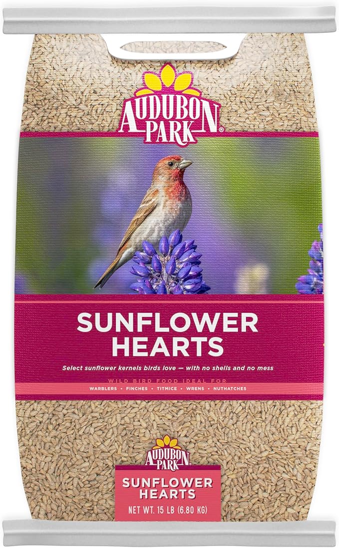 Audubon Park Sunflower Hearts Wild Bird Seed for Outside Feeders, 15-lb. Bag