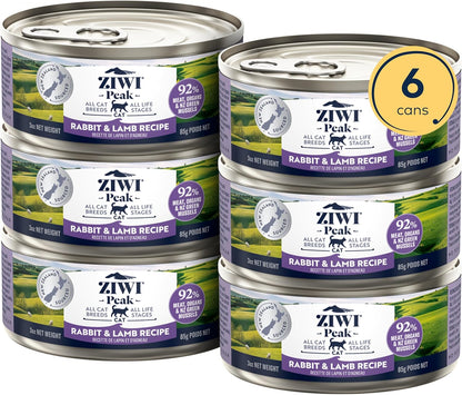 ZIWI Peak Wet Cat Food – All Natural, High Protein, Grain Free, Limited Ingredient, with Superfoods (Rabbit & Lamb, Case of 6, 3oz Cans)